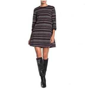 Papillon Burgundy Chevron Stripe Mini Dress Sz Med